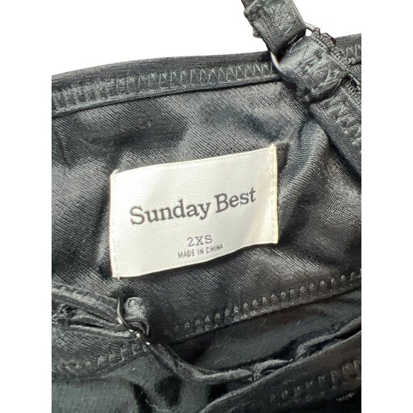 Sunday Best Black Noir‎ "Throne" Slip Dress 2XS Satin Spaghetti Straps NWT - Picture 7 of 10